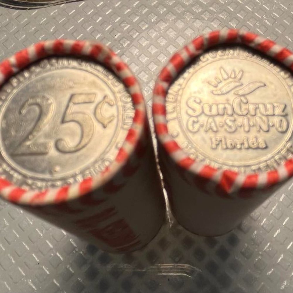 Sun Cruz Casino 25 Cent Gaming Tokens Florida Not Legal Tender-2 Rolls